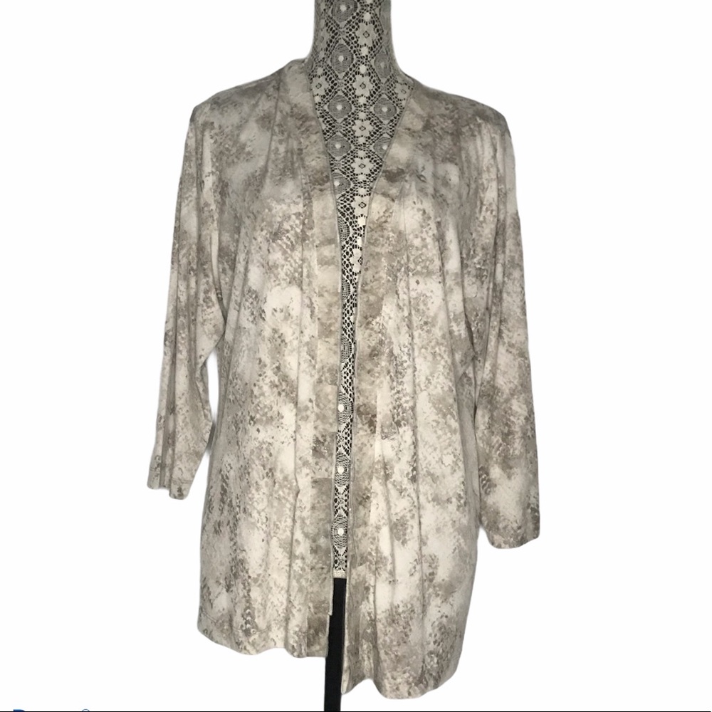 Chico’s Size 3 Snakeskin Print Open Cardigan